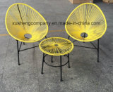 Three-Piece Round Rattan Colored Table and Chair.