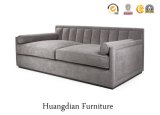 Wooden Low Tufted Back Gray Fabric 3 Seater Sofa with Round Pillows (HD151)