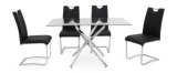Modern Italian Design Furniture Rectangle Clear Glass Top Dining Table Set with Chairs