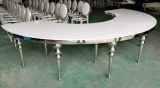 Dubai Round White MDF Top Banquet Moon Table with Big Screw