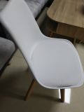High Quality Colorful Clear PP Seat Beach Wooden Leg Modern Plastic Chair