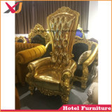 High Back Wooden King and Queen Chair Throne Sofa for Wedding