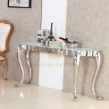 Factory Supply Home Furniture White Glass Stainless Steel Console Table