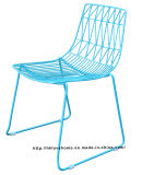 Modern Classic Metal Dining Stackable Bend Side Aqua Wire Chair