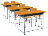 School Furniture Wooden Double Student Desk and Chairs