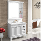 Modern White Color PVC Bathroom Cabinet with Ceramic Basin
