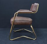 Living Room Gold Metal Small Chair with Armrest