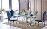 2016 Modern Glass Top Stainless Steel Dining Chair and Table