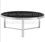 Furniture Conterporary Modern Round Coffee Table with Round Glass and Storage Plus Stainless Steel Metal Frame