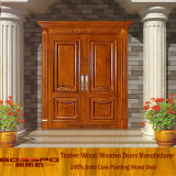 Solid Teak Wood Door Front Entry Double Door for Villa (XS1-026)
