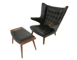 Hans J Wegner Papa Bear Chair in Black Leather