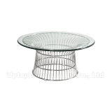 Round Tempered Glass Top Wire Platner Coffee Table (SP-GT407)