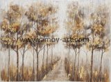 Handmade Golden Tree Oil Paintings on Canvas for Home Decoration
