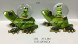 Green Frog Statue with Snow Ball Crafts