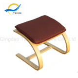 Bend Wood Frame Furniture Footstool with Brown Fabric