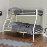 Twin Over Full Metal Bunk Bed in White Finish