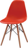 Eames Chair Eames Side Chair Red Seat Natural Wood Legs Eiffel for Dining Room Molded Plastic Seat Dowel Leg