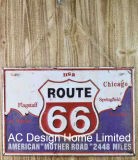 Route 66 Design Emboss Printing Metal Wall Decor Plaque