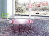 Modern Red Round Glass Coffee Table in Living Room