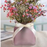 Ribbon Decoration Colorful Flosted Glass Vase