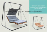 Steel Frame Rope Outdoor Swing Chair with Wood Seat