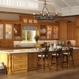 Oppein Classic Brown Solid Wood Kitchen Furniture (OP15-S11)