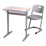 Wood Top Metal Book Basket Single Student Desk and Chair