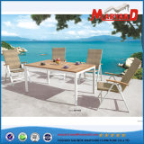 Foldable PE Rattan Chair with Teak Table for Patio