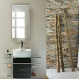 Lifiting up Glass Wall Bathroom Cabinet with One Ceramic Basin
