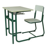 Very Durable Green Wooden School Single Student Desks and Chairs