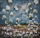 Handmade Farm Canvas Art Cotton Field Palette Knife Oil Paintings with Textural Effect for Home Decor