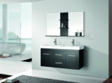Black Wooden Bathroom Cabinet with Mirror and Ceramic Basin