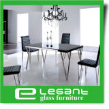 Glass Dining Table with Stainless Steel Legs