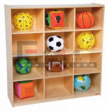 Kindergarten Furniture Kids Wood Storage Cabinet, Movable Kids Cabinet. School Storage Unit for Kids (KB-22)