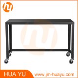 Powder Coat Office Furniture Black Metal Rolling Console Table
