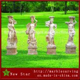 Exquisite Garden White Marble Statue of Beautiful Girl