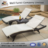 Well Furnir 2017 New Home Decor Wicker 3 Piece Chaise Lounge Set with Cushion T-077