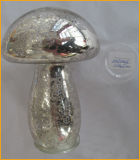 Antique Silver Mushroom Shaped Glass Crafts with LED Light