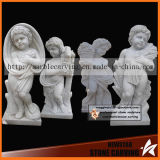 Angel Baby Garden Statues in White Carrara Carving