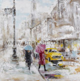 Pure Handmade Street Scenes Oil Painting on Canvas for Home Decor