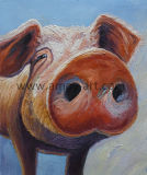 High Quality Decorative Painting Pink Pig on Canvas for Wall Decor