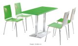 Shine Color High Glossy Green Table Chair Set for Food Court