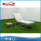 French Stainless Steel Chaise Lounge Outdoor Foldable with Fabric Chair
