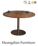 Round Metal Base Wooden Dining Table for Restaurant (HD064)