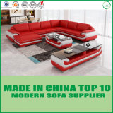 Wooden Living Room Genuine Leather Sofa Bed