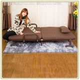 Single Folding Bed with Wheeled Base and Brown Mattress 190*70cm