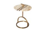 Simple Style Side Table with Nature Marble Top and Steel Leg