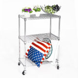 3 Tier Chrome Metal Wire Shelving Cart with 2