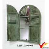 Antique Vintage Green Handmade Decorative Wooden Window Shutter Mirror