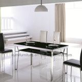 Stainless Steel Black Glass Dining Table